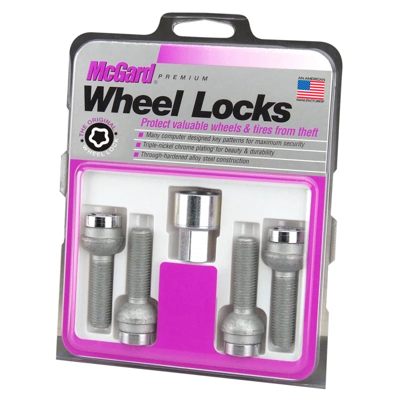 McGard Wheel Lock Bolt Set - 4pk. (Radius Seat) M14X1.5 / 17mm Hex / 27.0mm Shank Length - Chrome - Detail View