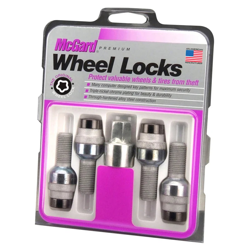 McGard Wheel Lock Bolt Set - 4pk. (Radius Seat) M14X1.5 / 17mm Hex / 28.2mm Shank Length - Black - Side View