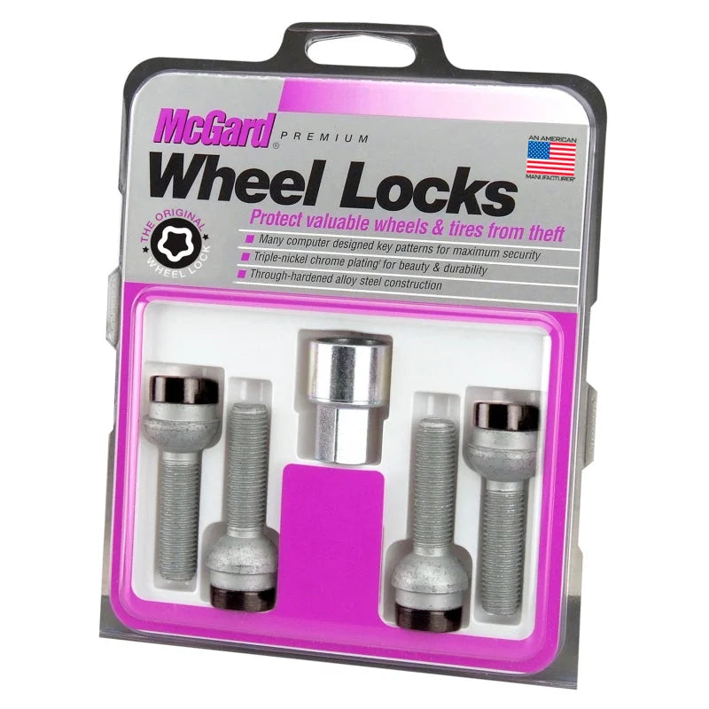 McGard Wheel Lock Bolt Set - 4pk. (Radius Seat) M14X1.5 / 17mm Hex / 45.0mm Shank Length - Black - Side View