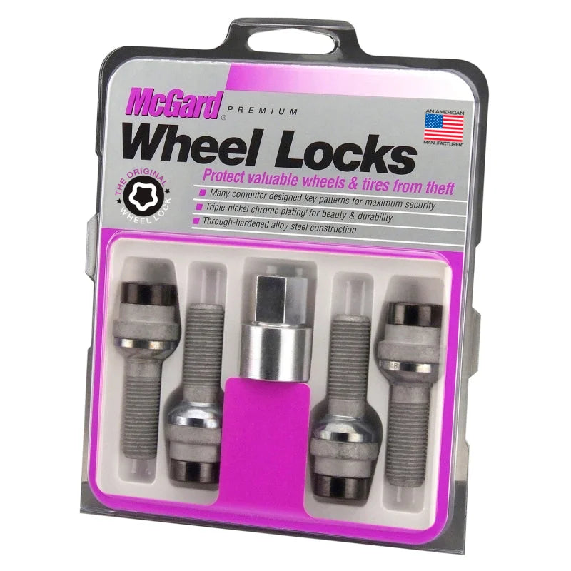 McGard Wheel Lock Bolt Set - 4pk. (Radius Seat) M14X1.5 / 19mm Hex / 35.4mm Shank Length - Black - Side View