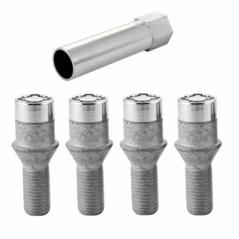 McGard Wheel Lock Bolt Set - 4pk. (Tuner / Cone Seat) M12X1.5 / 17mm Hex / 29.6mm Shank L. - Chrome - Side View