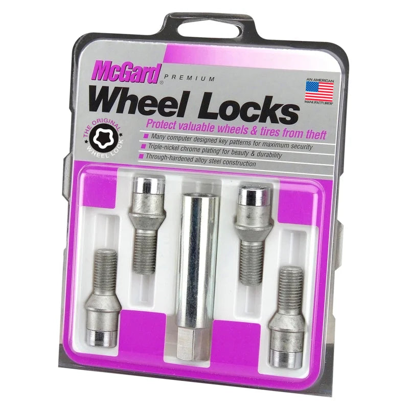McGard Wheel Lock Bolt Set - 4pk. (Tuner / Cone Seat) M12X1.5 / 17mm Hex / 29.6mm Shank L. - Chrome - Detail View