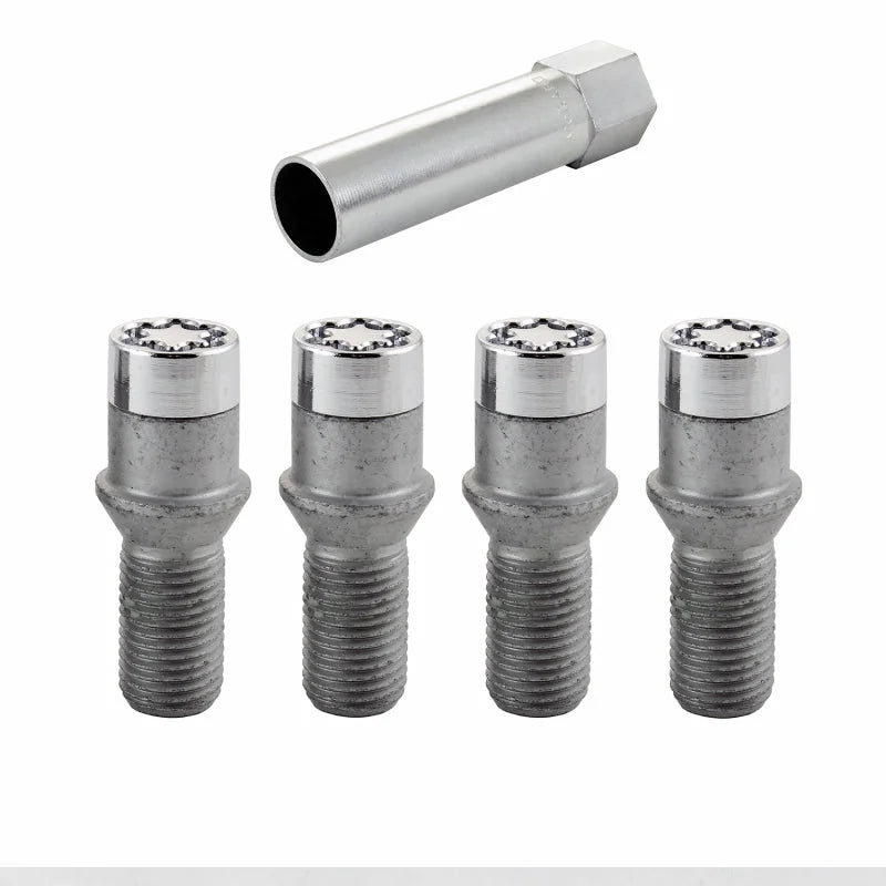 McGard Wheel Lock Bolt Set - 4pk. (Tuner / Cone Seat) M14X1.5 / 17mm Hex / 24.0mm Shank L. - Chrome - Side View
