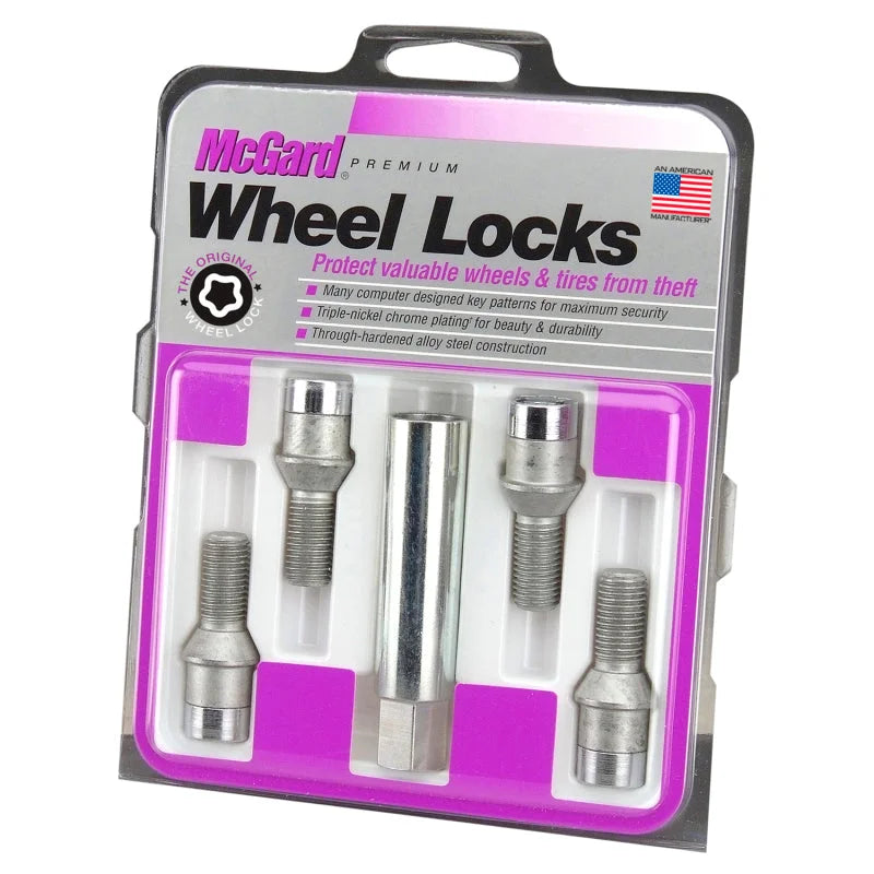 McGard Wheel Lock Bolt Set - 4pk. (Tuner / Cone Seat) M14X1.5 / 17mm Hex / 28.6mm Shank L. - Chrome - Detail View