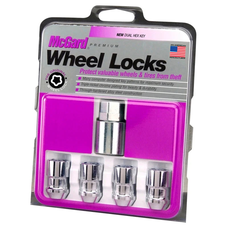McGard Wheel Lock Nut Set - 4pk. (Cone Seat) 1/2-20 / 3/4 & 13/16 Dual Hex / 1.46in. Length - Chrome - Back View