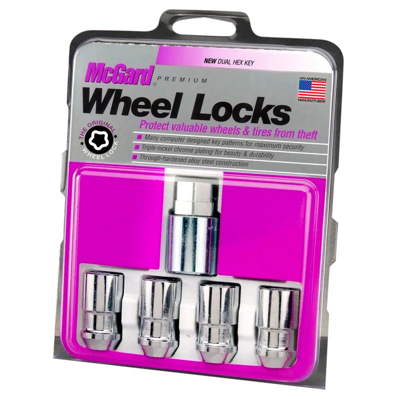 McGard Wheel Lock Nut Set - 4pk. (Cone Seat) 1/2-20 / 3/4 & 13/16 Dual Hex / 1.66in. Length - Chrome - Side View