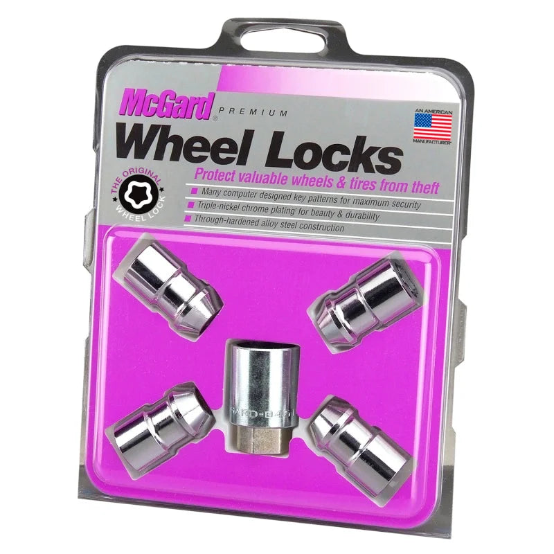 McGard Wheel Lock Nut Set - 4pk. (Cone Seat) 1/2-20 RH-LH / 13/16 Hex / 1.46in. Length - Chrome - Back View