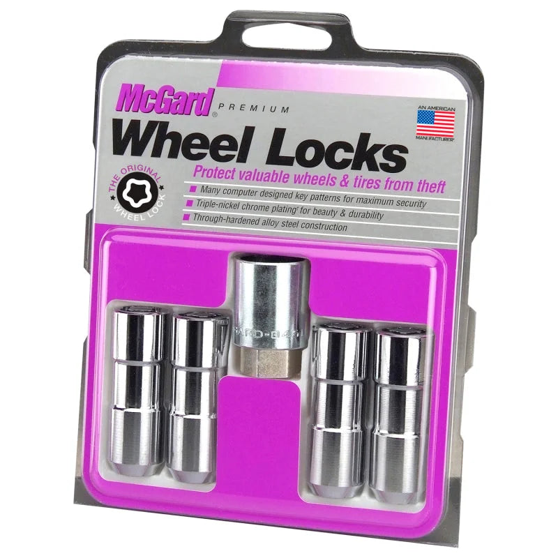 McGard Wheel Lock Nut Set - 4pk. (Cone Seat Duplex) 9/16-18 / 7/8 Hex / 2.5in. Length - Chrome - Side View