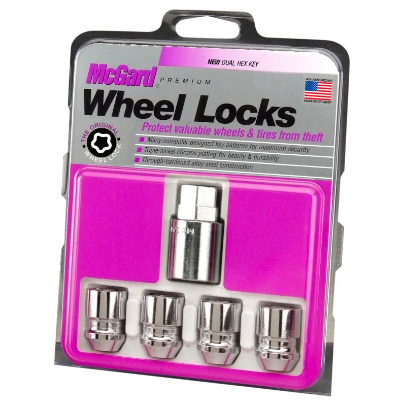 McGard Wheel Lock Nut Set - 4pk. (Cone Seat) M12X1.5 / 19mm & 21mm Dual Hex / 1.28in. L - Chrome - Installation View