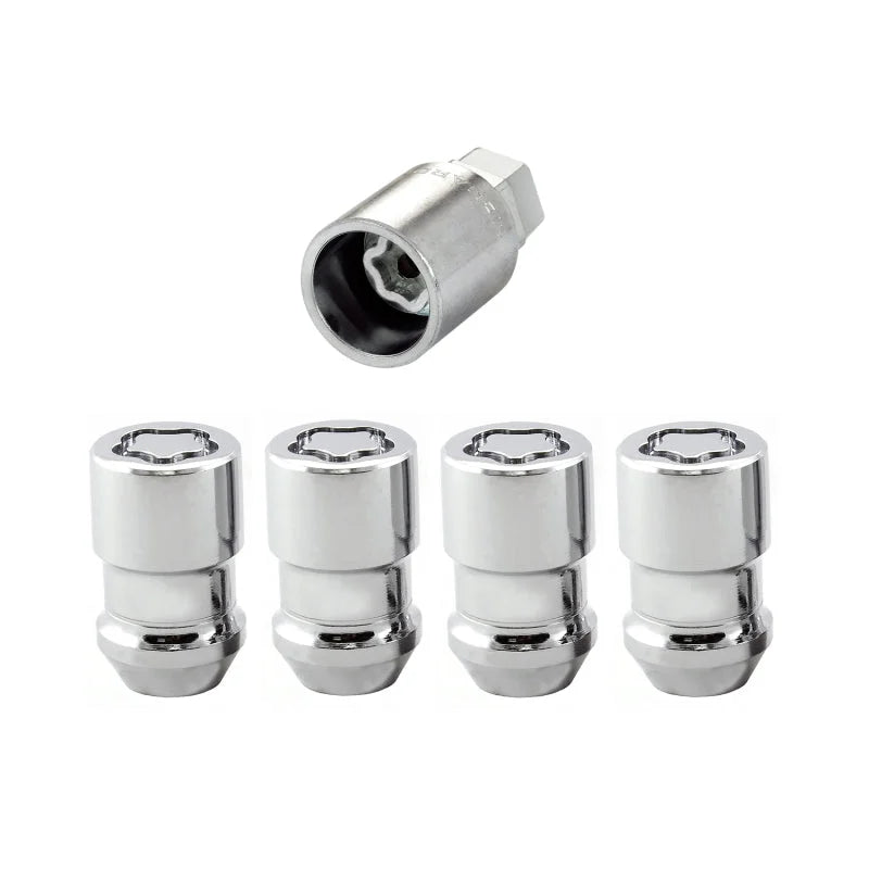 McGard Wheel Lock Nut Set - 4pk. (Cone Seat) M12X1.5 / 19mm & 21mm Dual Hex / 1.46in. L - Chrome - Back View