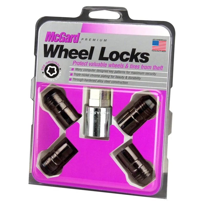 McGard Wheel Lock Nut Set - 4pk. (Cone Seat) M14X1.5 / 21mm & 22mm Dual Hex / 1.639in. L - Black - Back View