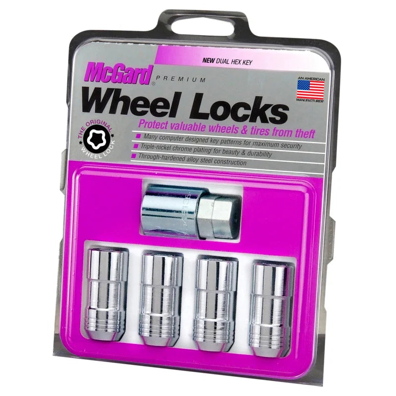 McGard Wheel Lock Nut Set - 4pk. (Cone Seat) M14X1.5 / 21mm & 22mm Dual Hex / 1.965in. L - Chrome - Side View