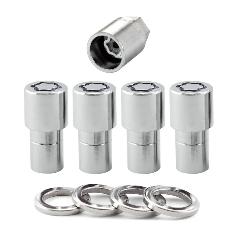 McGard Wheel Lock Nut Set - 4pk. (Long Shank Seat) M12X1.5 / 13/16 Hex / 1.75in. Length - Chrome - Back View
