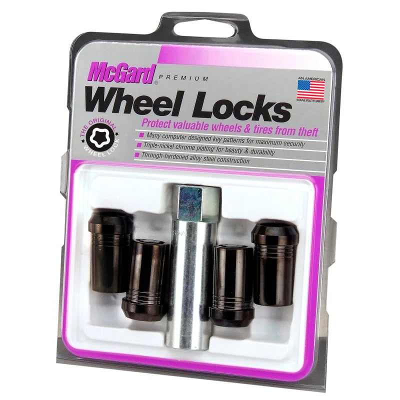McGard Wheel Lock Nut Set - 4pk. (Tuner / Cone Seat) 1/2-20 / 13/16 Hex / 1.60in. Length - Black - Detail View