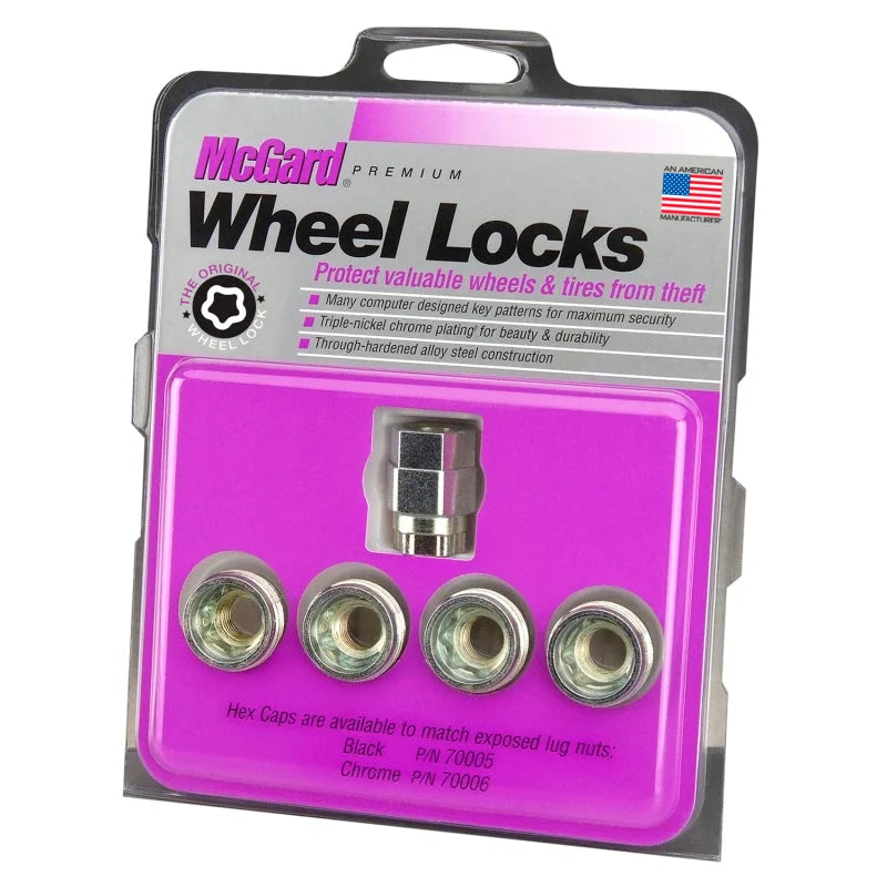 McGard Wheel Lock Nut Set - 4pk. (Under Hub Cap / Cone Seat) M12X1.5 / 19mm & 21mm Hex / .775in. L - Installation View