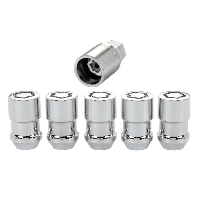 McGard Wheel Lock Nut Set - 5pk. (Cone Seat) 1/2-20 / 3/4 &13/16 Dual Hex / 1.46in. Length - Chrome - Back View