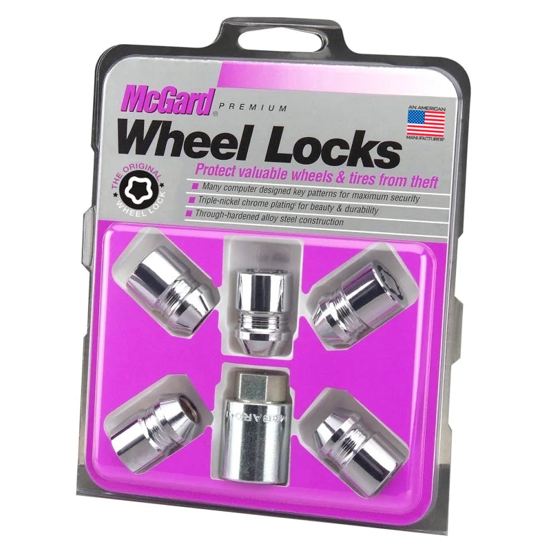 McGard Wheel Lock Nut Set - 5pk. (Cone Seat) M12X1.25 / 3/4 Hex / 1.28in. Length - Chrome - Back View