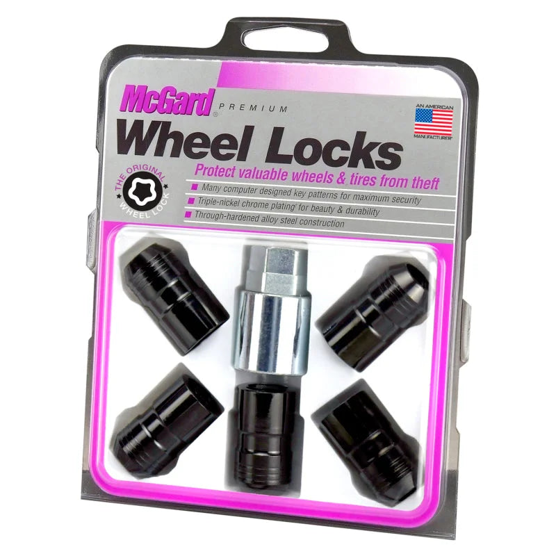 McGard Wheel Lock Nut Set - 5pk. (Cone Seat) M14X1.5 / 22mm Hex / 1.639in OAL - Black - Installation View