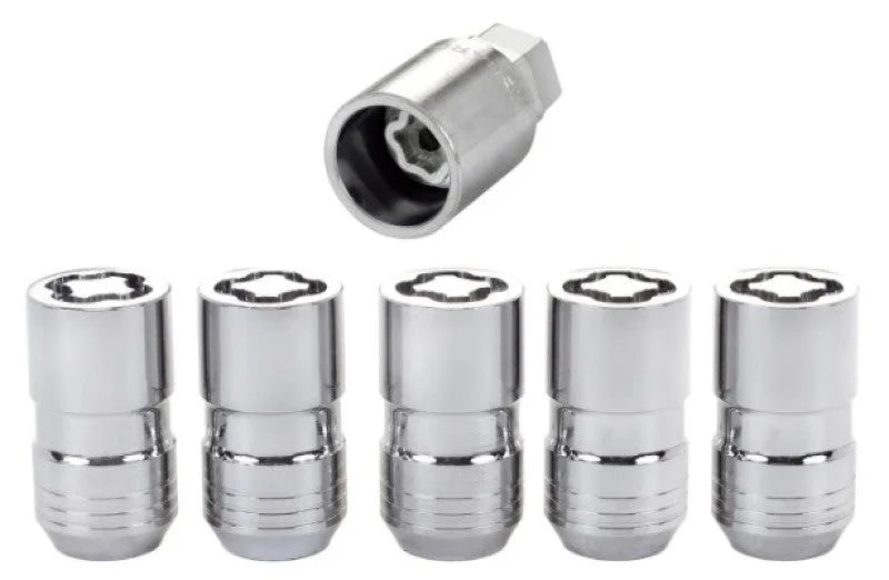 McGard Wheel Lock Nut Set - 5pk. (Cone Seat) M14X1.5 / 22mm Hex / 1.639in OAL - Chrome - Back View