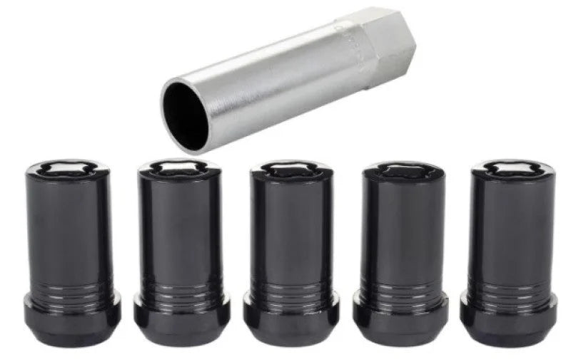 McGard Wheel Lock Nut Set - 5pk. (Cone Seat Tuner) M14X1.5 / 22mm Hex / 1.648in OAL - Black - Side View