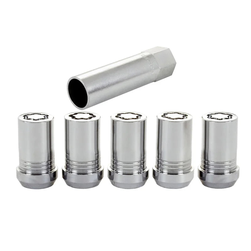 McGard Wheel Lock Nut Set - 5pk. (Cone Seat Tuner) M14X1.5 / 22mm Hex / 1.648in OAL - Chrome - Side View