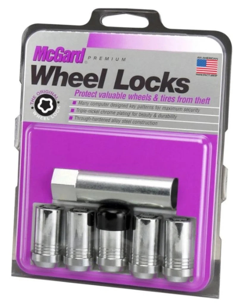 McGard Wheel Lock Nut Set - 5pk. (Cone Seat Tuner) M14X1.5 / 22mm Hex / 1.648in OAL - Chrome - Back View