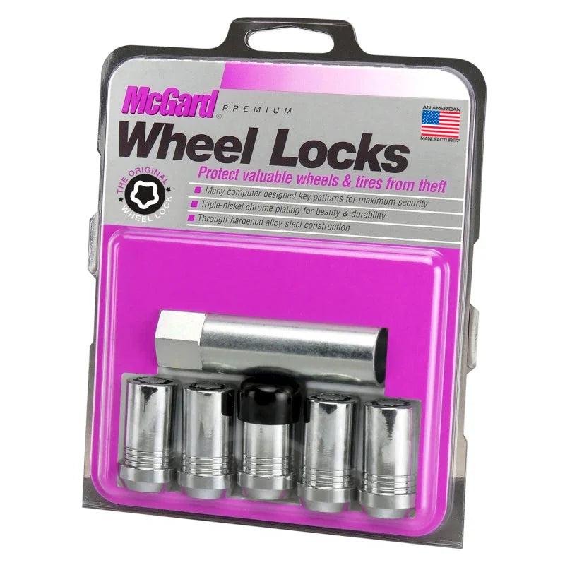 McGard Wheel Lock Nut Set - 5pk. (Cone Seat Tuner) M14X1.5 / 22mm Hex / 1.648in OAL - Chrome - Installation View