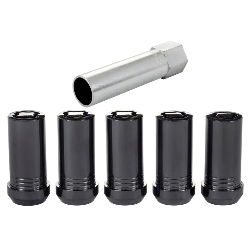 McGard Wheel Lock Nut Set - 5pk. (Tuner / Cone Seat) 1/2-20 / 13/16 Hex / 1.60in. Length - Black - Detail View
