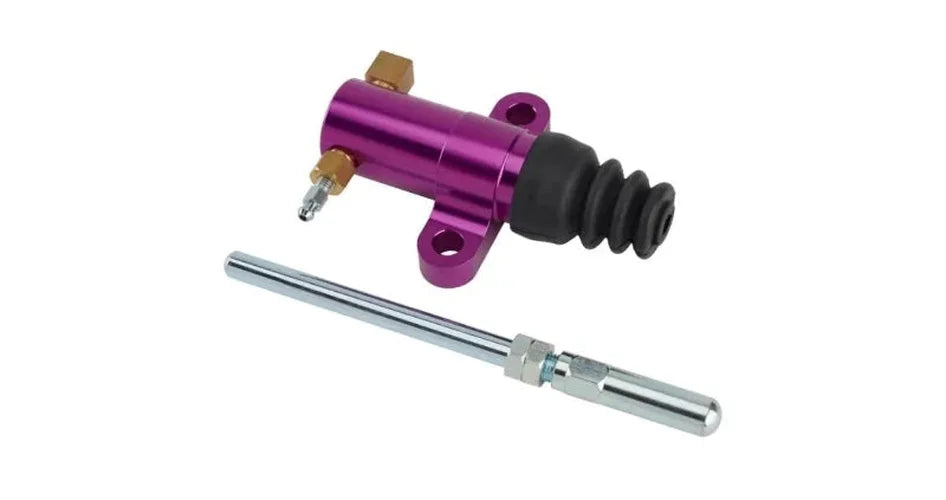 McLeod External Slave Cylinder Universal Aluminum. Red Anadized - Side View