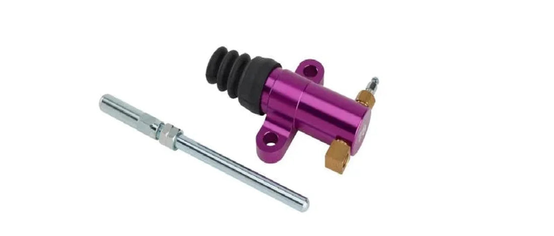 McLeod External Slave Cylinder Universal Aluminum. Red Anadized - Detail View