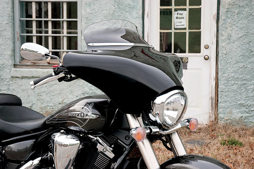 Memphis Shades Fairing Windshield Trim - Stainless Steel - Polished - Slim MEM0918 - Back View