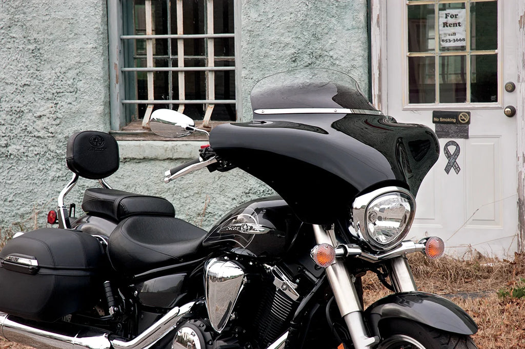 Memphis Shades Fairing Windshield Trim - Stainless Steel - Polished - Slim MEM0918 - Installation View