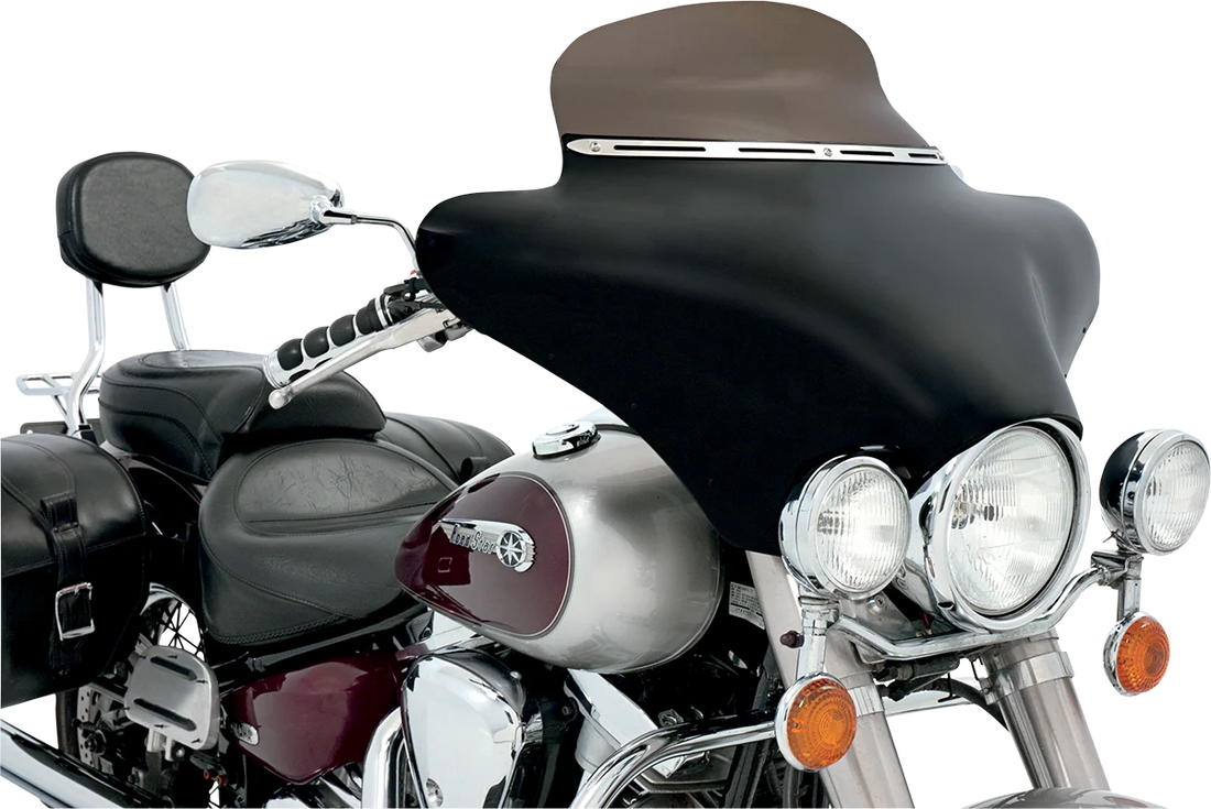 Memphis Shades Fairing Windshield Trim - Stainless Steel - Slotted - Slim MEM0923 - Back View