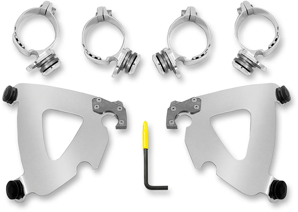 Memphis Shades Road Warrior Mounting Kit - Polished - FLHR MEK2039 - Side View