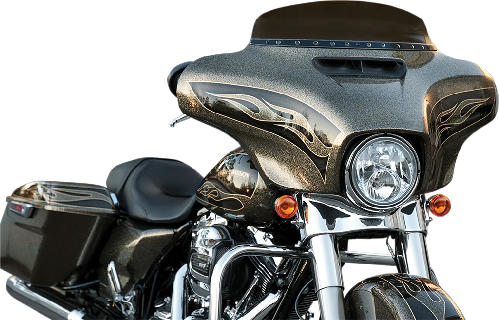 Memphis Shades Windshield Trim - Black - Holes - FLH '14+ MEB0976 - Side View