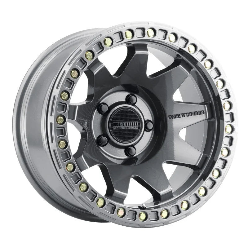 Method MR108 17x9 -44mm Offset 5x5 71.5mm CB Gloss Titanium w/BH-H24125-38 Wheel - Detail View