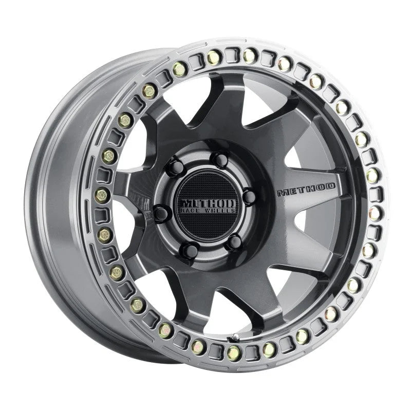 Method MR108 17x9 -44mm Offset 6x5.5 106.25mm CB Gloss Titanium w/BH-H24125-38 Wheel - Detail View