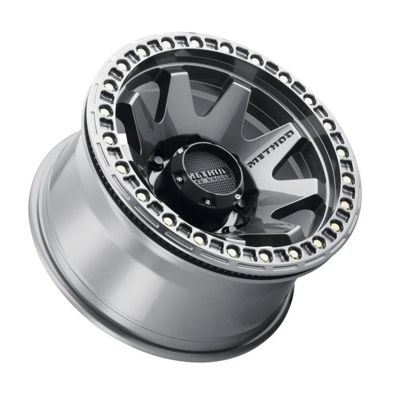 Method MR108 17x9 -44mm Offset 8x6.5 130.81mm CB Gloss Titanium w/BH-H24125-38 Wheel - Detail View