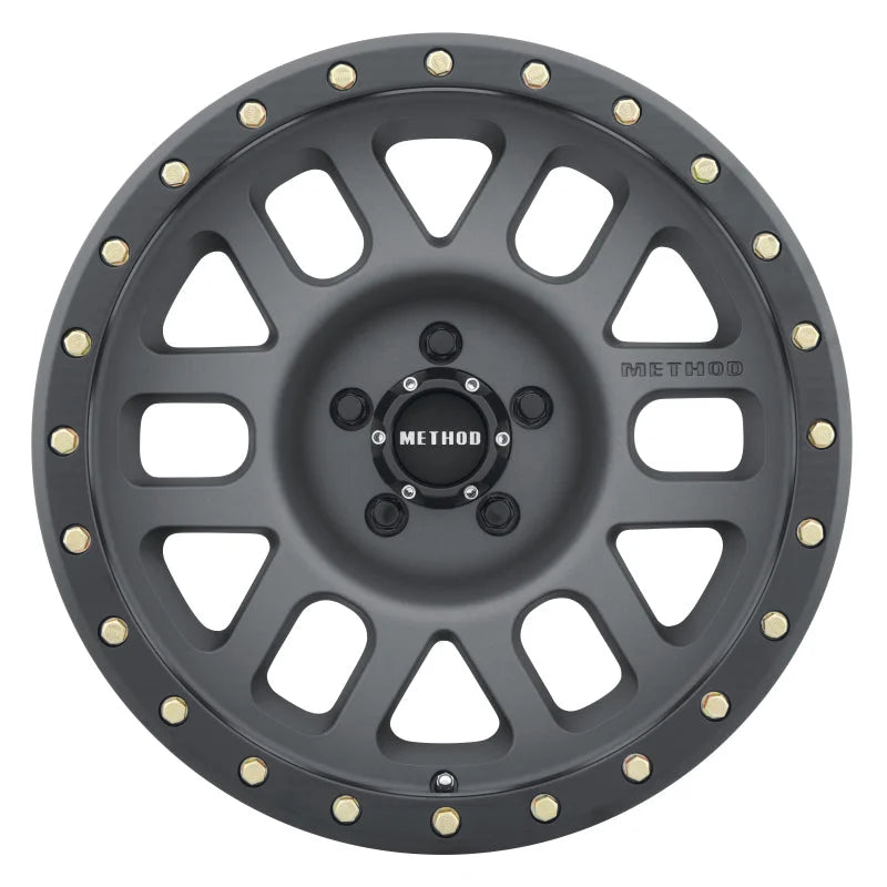 Method MR309 Grid 17x8.5 0mm Offset 5x5 94mm CB Titanium/Black Street Loc Wheel - Side View