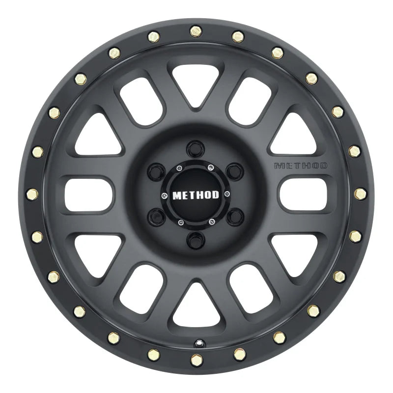Method MR309 Grid 17x8.5 0mm Offset 6x5.5 108mm CB Titanium/Black Street Loc Wheel - Side View