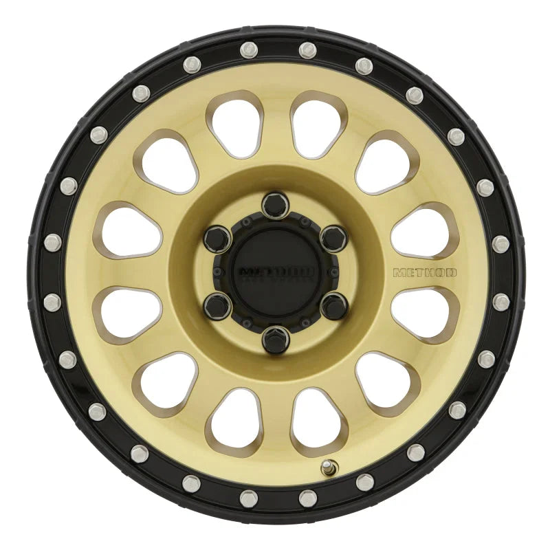 Method MR315 17x8.5 0mm Offset 6x135 87mm CB Gold/Black Street Loc Wheel - Side View