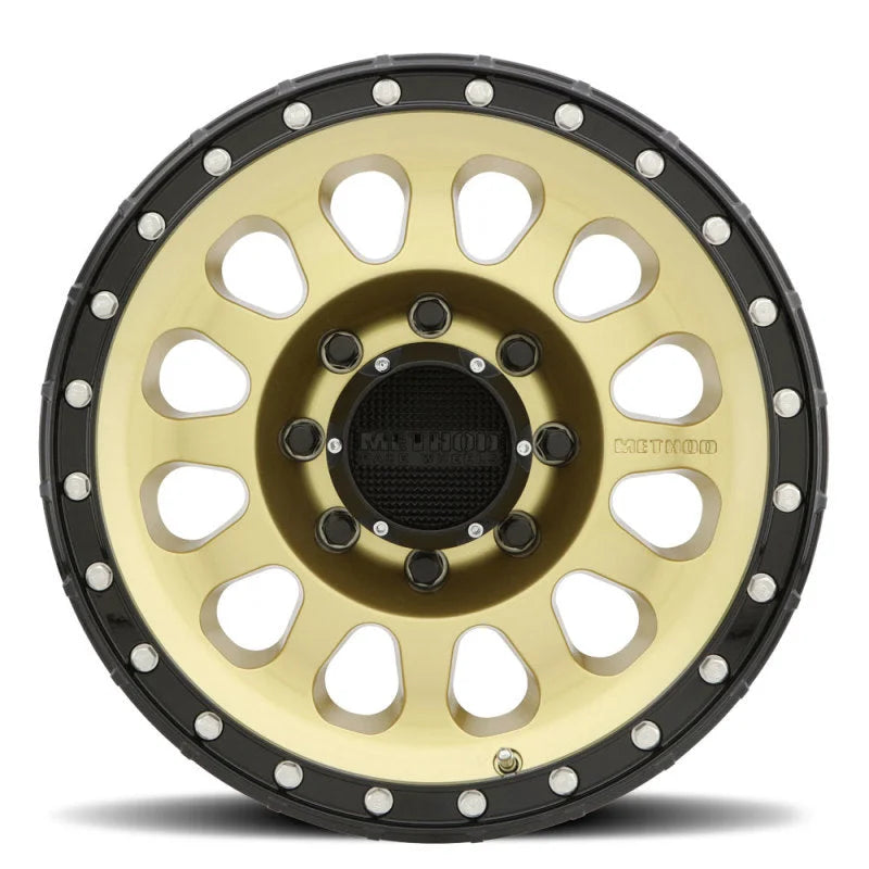 Method MR315 17x8.5 +25mm Offset 8x6.5 130.81mm CB Gold/Black Street Loc Wheel - Side View