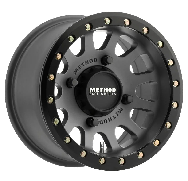 Method MR401 UTV Beadlock 14x7 / 4+3/13mm Offset / 4x156 / 132mm CB Titanium Wheel- Matte Black Ring - Main Product View