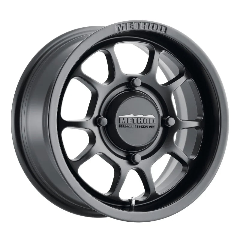 Method MR409 Bead Grip 15x7 / 5+2/38mm Offset / 4x156 / 132mm CB Matte Black Wheel - Side View