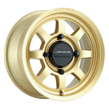 Load image into Gallery viewer, Method MR410 14x7 4+3/+13mm Offset 4x136 106.25mm CB Gold Wheel - Side View