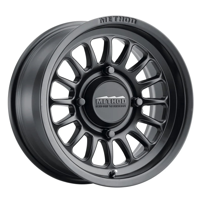 Method MR411 Bead Grip 14x7 / 4+3/13mm Offset / 4x156 / 132mm CB Matte Black Wheel - Side View