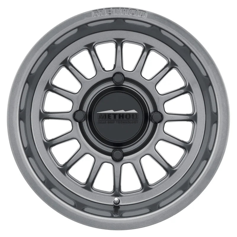 Method MR411 Bead Grip 15x7 / 4+3/13mm Offset / 4x136 / 106.25mm CB Gloss Titanium Wheel - Main Product View