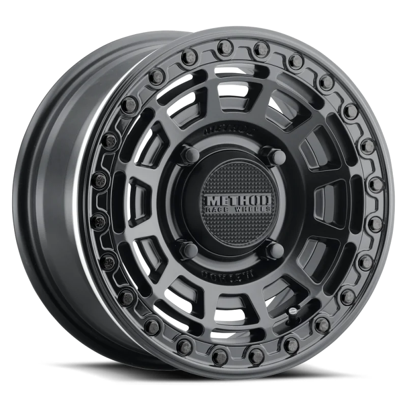 Method MR415 Beadlock 15x7 / 5+2/38mm Offset / 5x4.5 / 76mm CB Matte Black Wheel - Gloss Black Ring