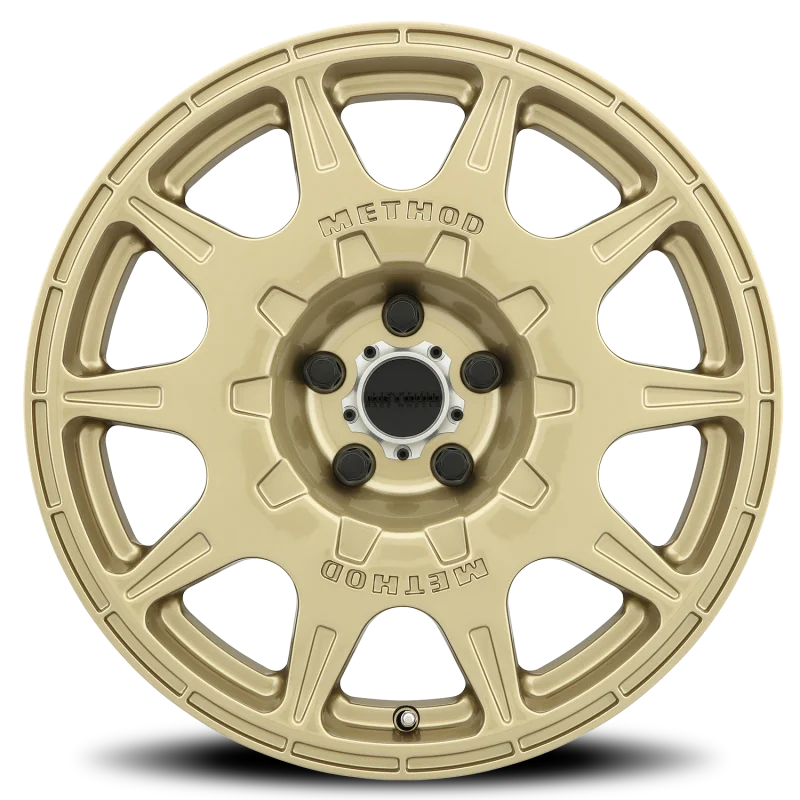 Method MR502 RALLY 17x8 +38mm Offset 5x4.5 67.1mm CB Gold Wheel - Side View
