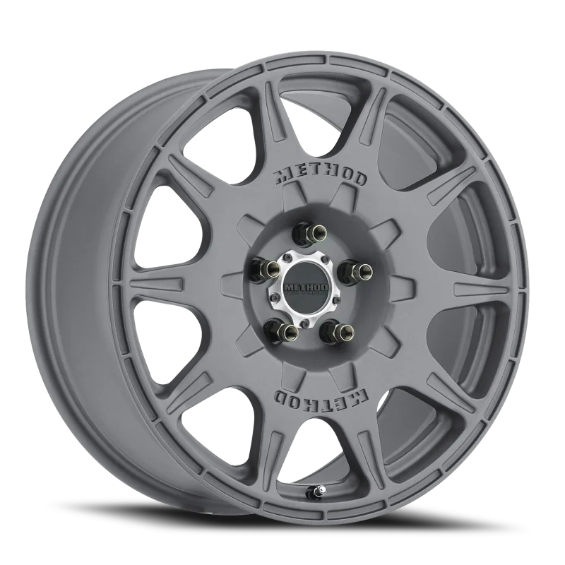 Method MR502 RALLY 17x8 +38mm Offset 5x4.5 67.1mm CB Titanium Wheel - Main Product View